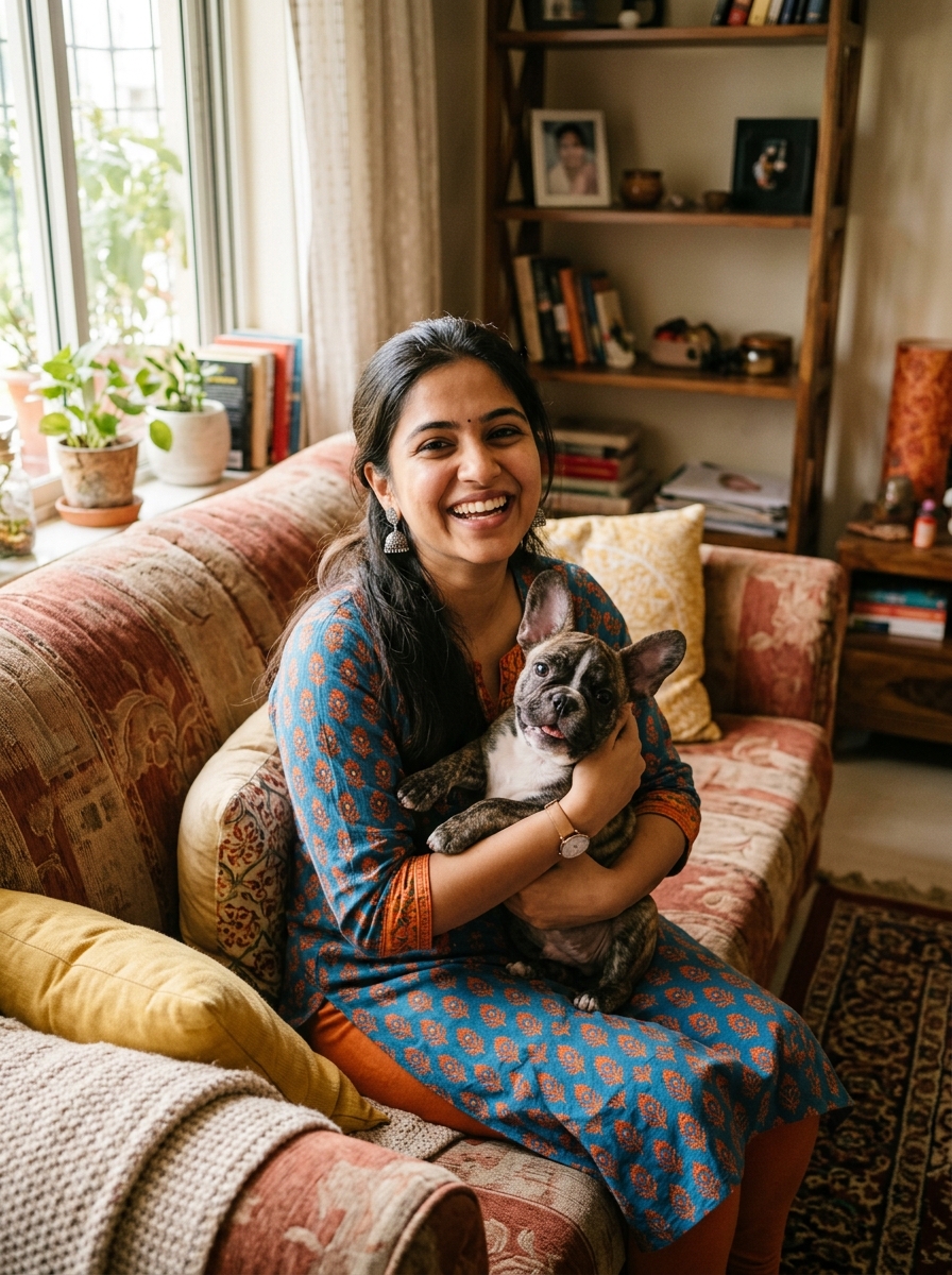 Neha Sharma with Akita puppy