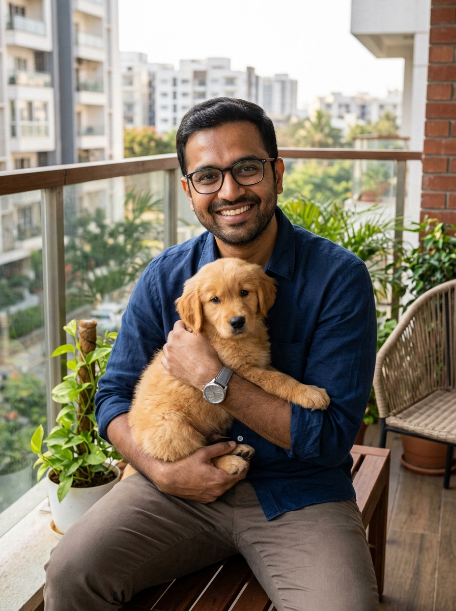 Dr. Rohan Kulkarni with Akita puppy